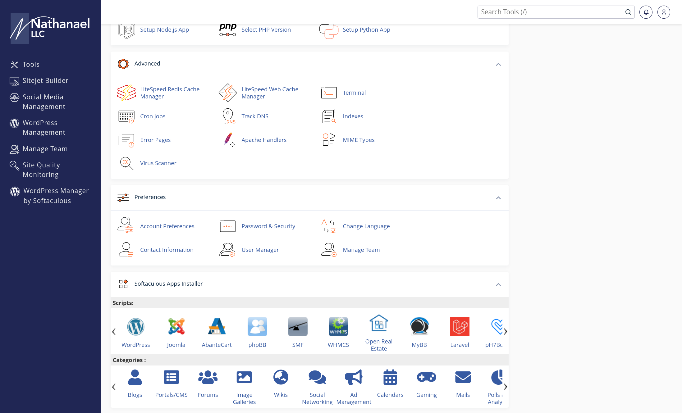 cPanel control panel features