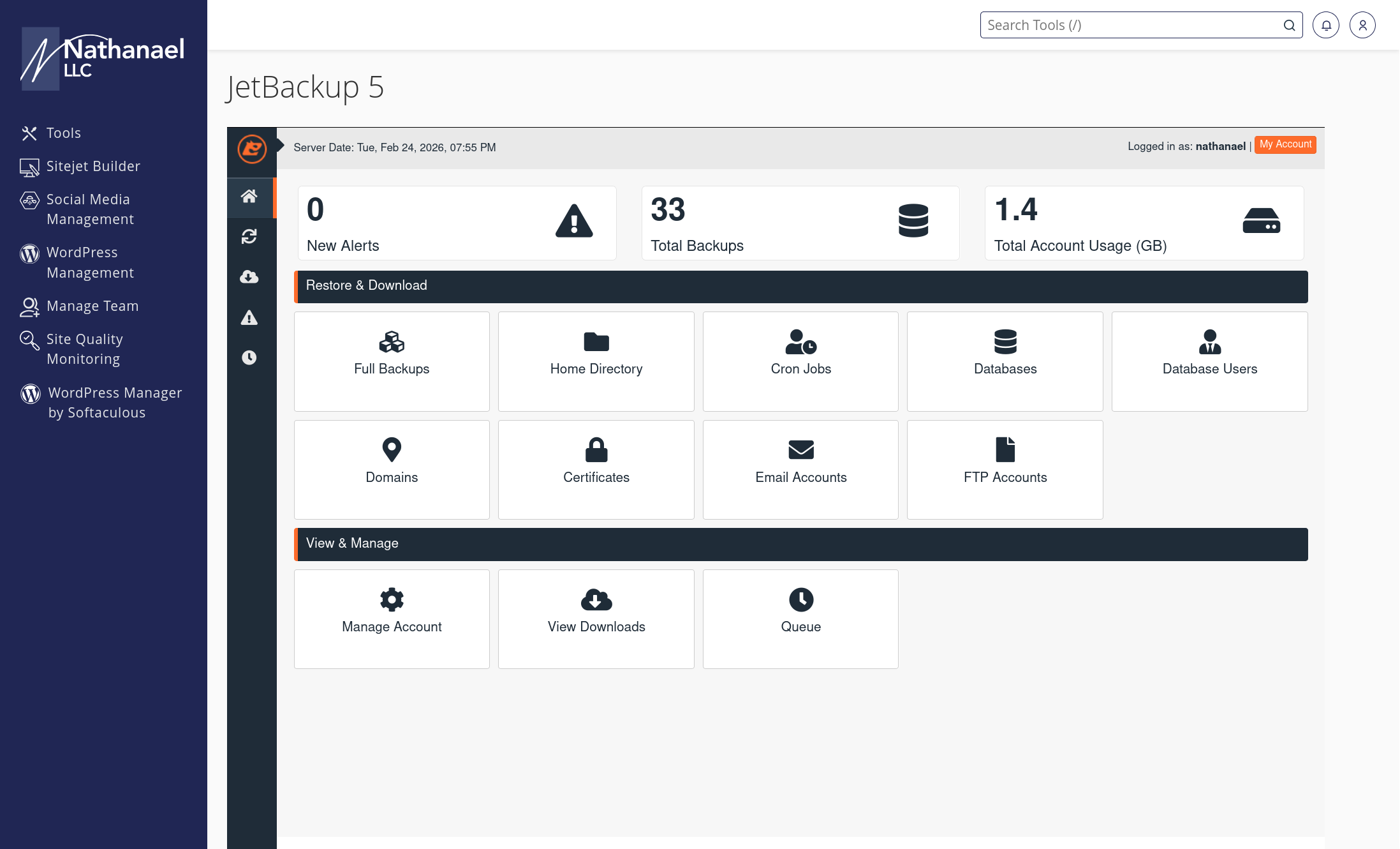 cPanel backup and security features