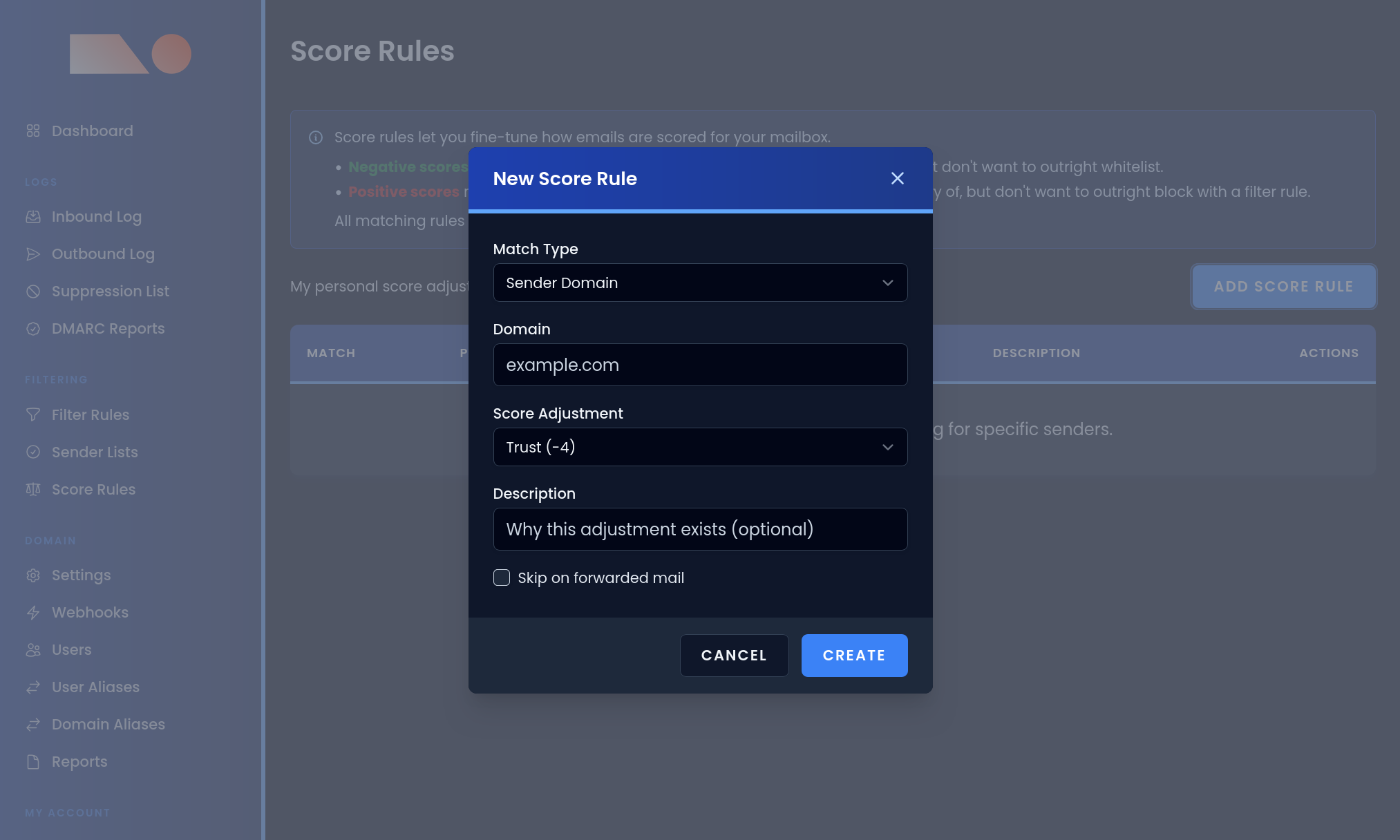 Creating a score rule in MXFilter