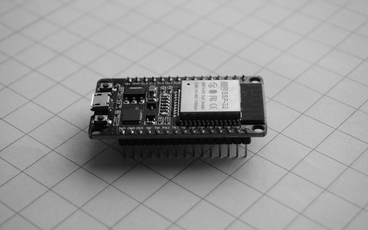 An ESP32 microcontroller development board