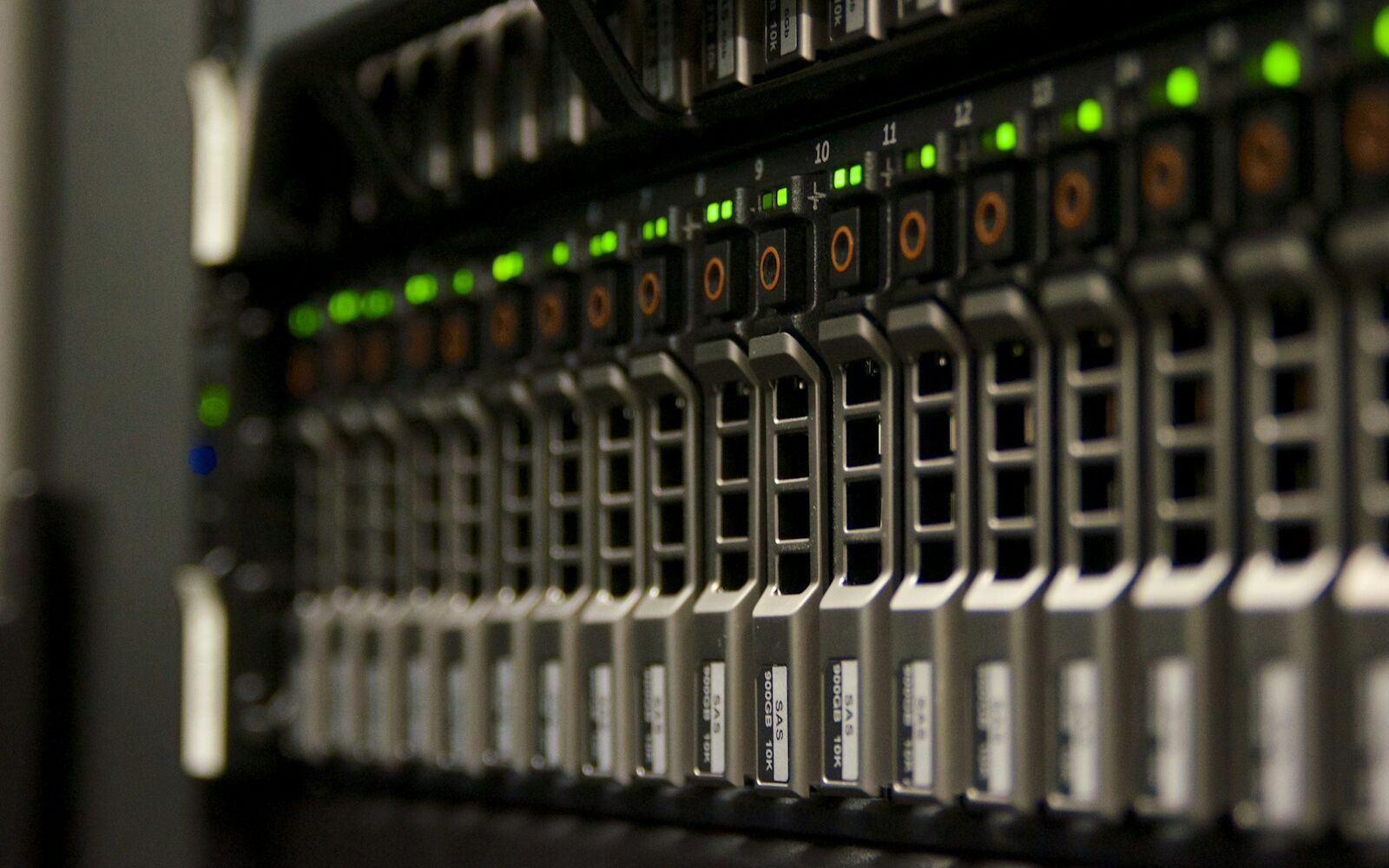 Drive bays on the front of rack-mounted servers