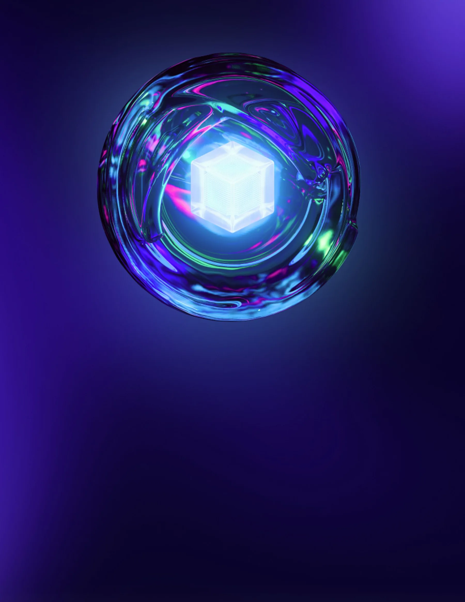 SentinelOne artwork of a glowing cube inside a sphere