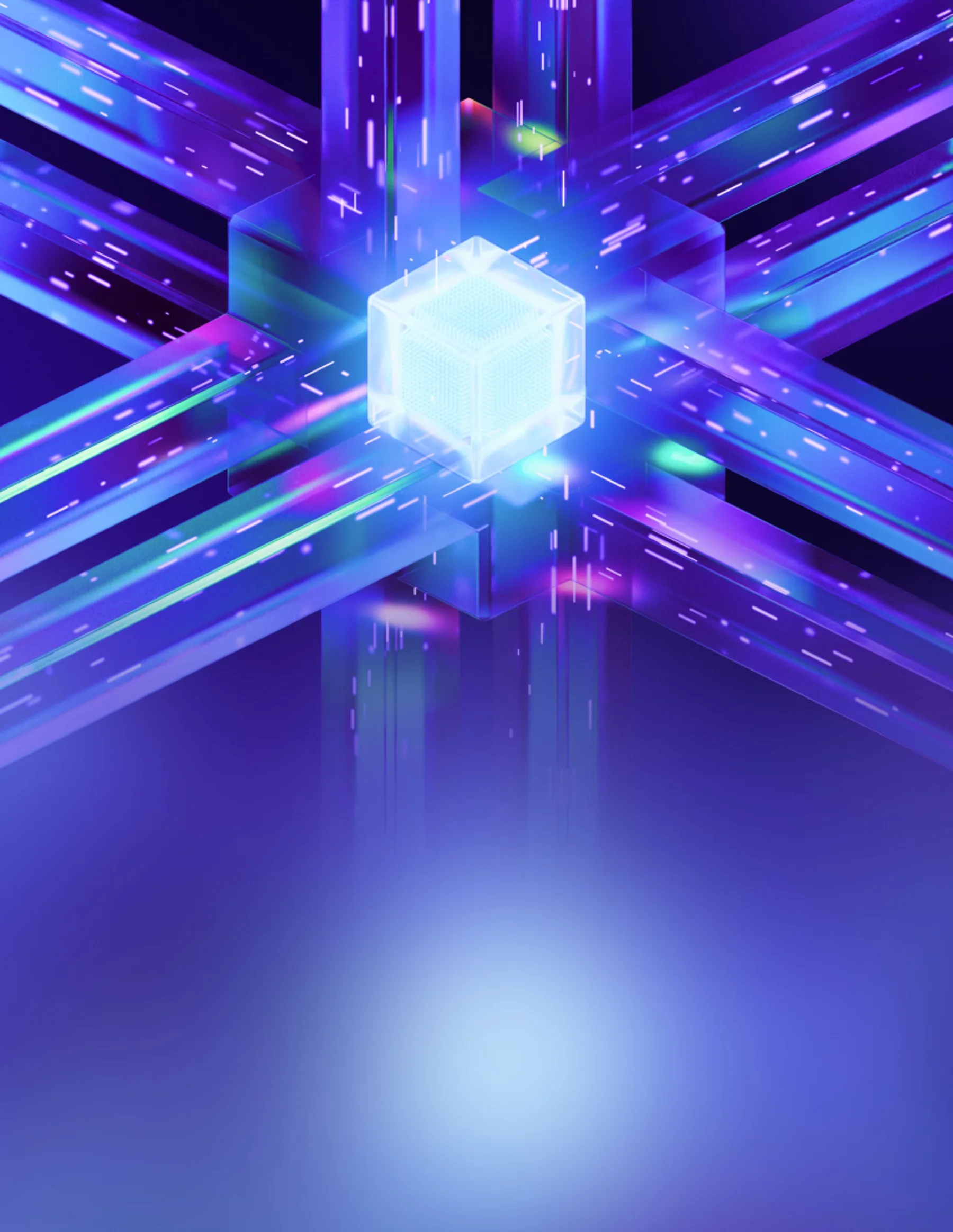 SentinelOne artwork of data pipelines converging on a cube